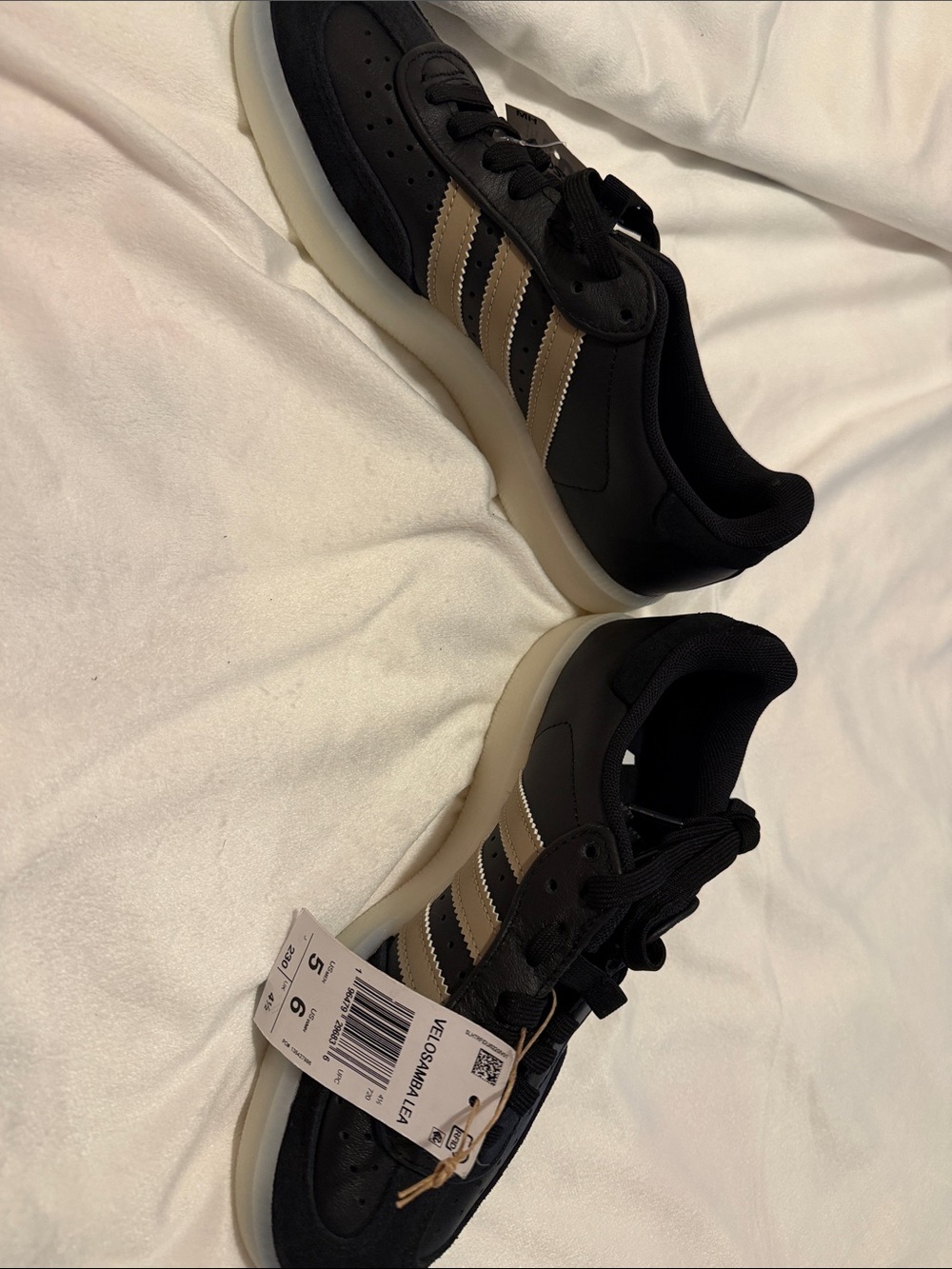 adidas Velosamba Lea Black with Beige Stripes Sneakers - Picture 5 of 7